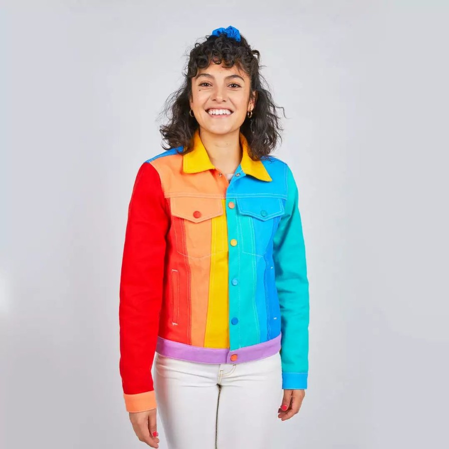 Apparel * | Mokuyobi Rainbow Denim Jacket